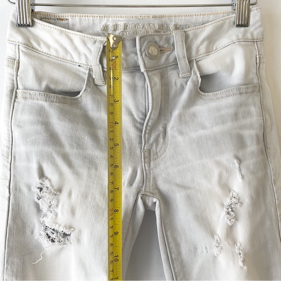 American Eagle grey super stretch low rise distressed jegging - Picture 12 of 16